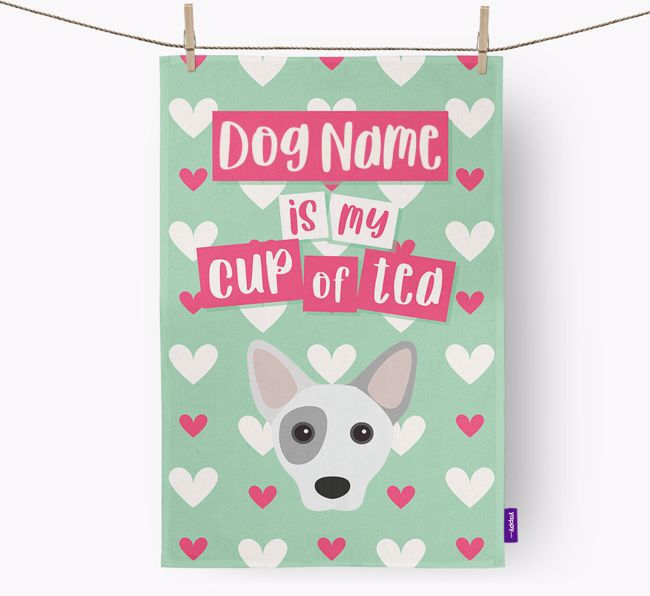 '{dogsName} is my cup of tea' Dish Towel with {breedFullName} Icon